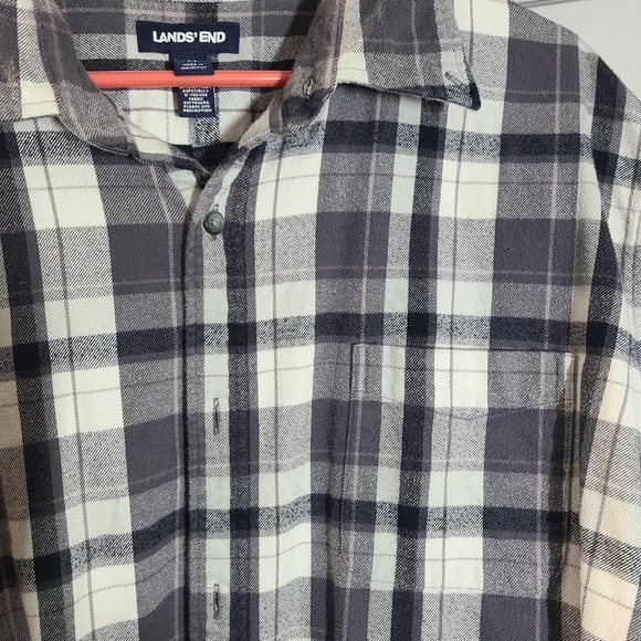 Lands End Gray & White Flannel Size XXL - Picture 2 of 4